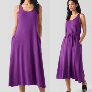 Eileen Fisher Purple Tencel Racerback Midi Dress NWT XL